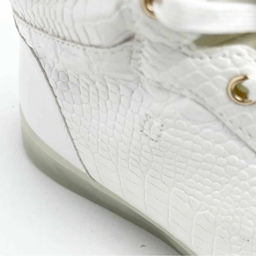 BEBE SPORT Keene White Faux Croc Embossed Lace Up High Top Sneakers Size 8 Y2K - Picture 14 of 14